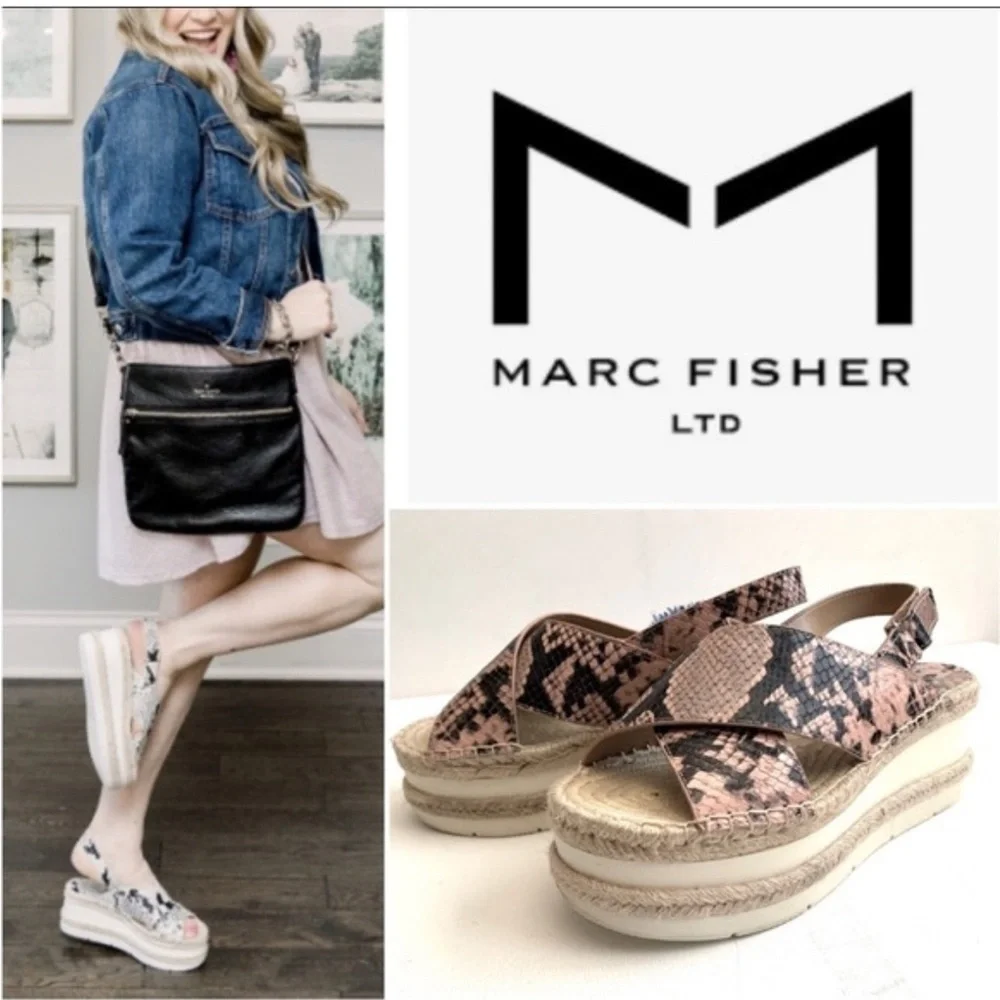 Marc Fisher Gandy Pink Leather Platform Sandals